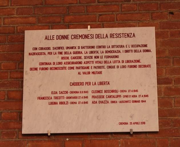 A Cremona Omaggio alle donne cremonesi della Resistenza