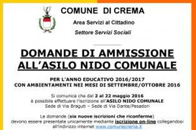 Crema, dal 2 al 22 maggio le domande di iscrizione all’Asilo Nido Comunale