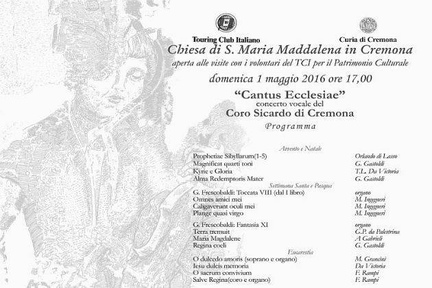 Primo maggio a Cremona, alle 17:00 a Santa Maria Maddalena il Coro Sicardo