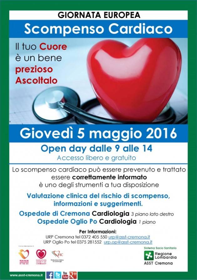 ASST Casalmaggiore Ospedale Oglio Po Giovedì 5 maggio Giornata europeo per scompenso cardiaco