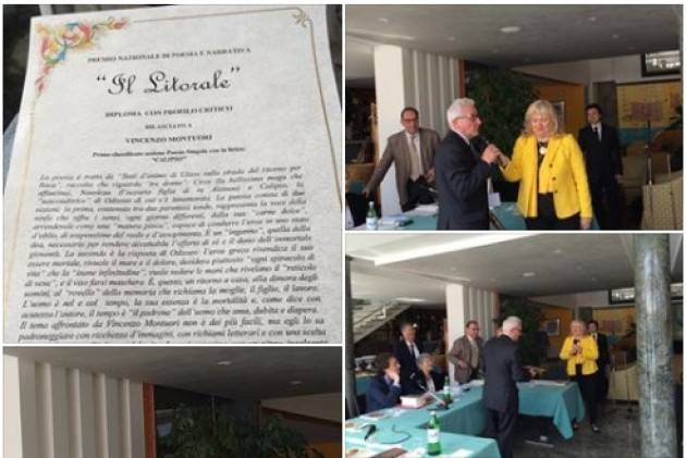 Marina di Massa. Il 1 maggio 2016. Vincenzo Montuori ritira il premio per la poesia il ‘Calipso’
