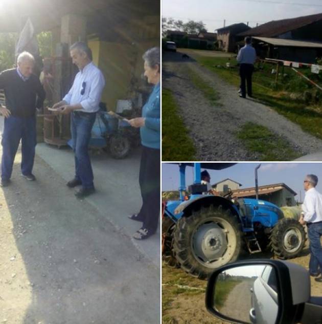 Elezioni 5 giugno Pizzighettone. Bruno Tagliati in giro per le cascine