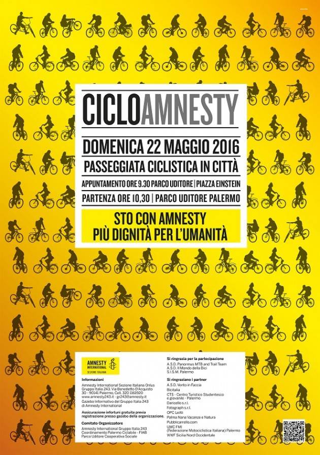 Palermo 7 ° edizione della passeggiata in bici per Amnesty International