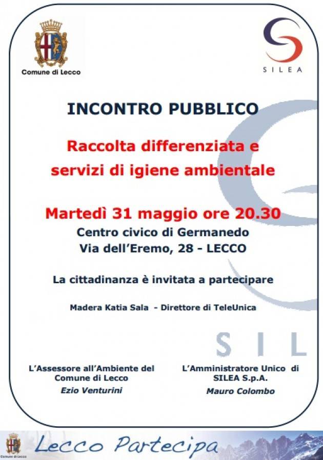 Lecco - Incontro pubblico sulla raccolta differenziata dei rifiuti