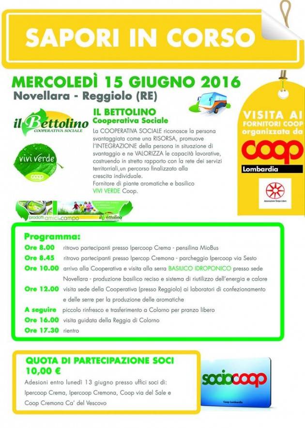 Gita a ‘Bettolino’ Organizza Comitato Soci Coop Lombardia Cremona