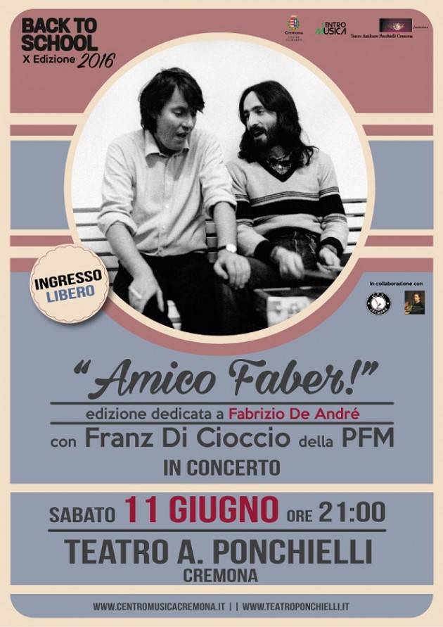 A Cremona Back to School! 2016, concerto finale con Franz Di Cioccio (PFM)