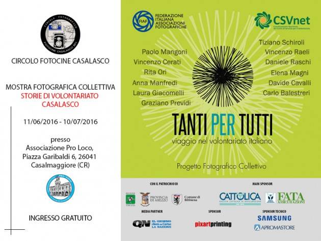 Casalmaggiore Tanti per tutti: storie di volontariato casalasco Da sabato 11 giugno