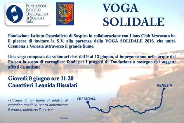 Cremona, domani presentazione e partenza della Voga Solidale di Fondazione Sospiro