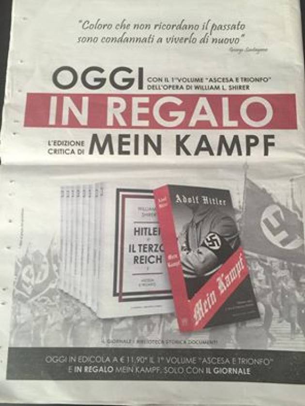 Pubblicazione Mein Kampf L’indignazione di Emanuele Fiano Vergognatevi. Punto.
