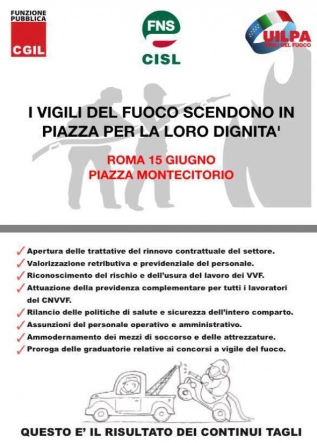 La mobilitazione Vigili del fuoco ancora in piazza: ‘Per la dignità’
