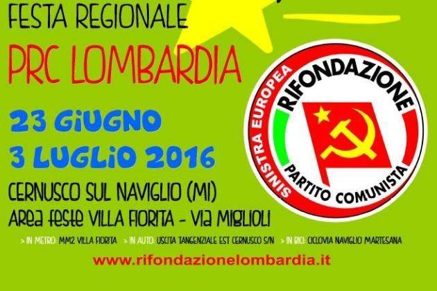 Lombardia, seconda festa regionale di Rifondazione Comunista / Sinistra Europea