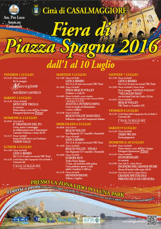 Casalmaggiore  Fiera di Piazza Spagna 2016 dal 1 al 10 luglio 2016