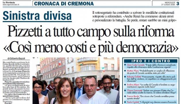 Riforma Costituzionale. Pizzetti rilancia le sue ragioni per il SI. Stima Corada ma il suo NO non lo convince