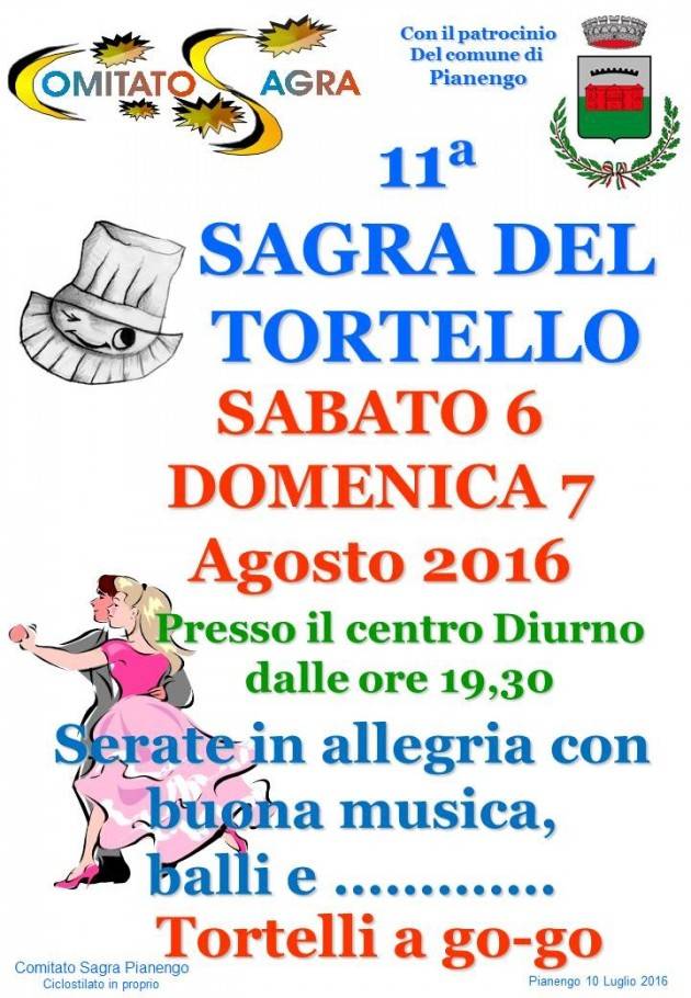 Sagra del Tortello di Pianengo Sabato 6 e domenica 7 Agosto.
