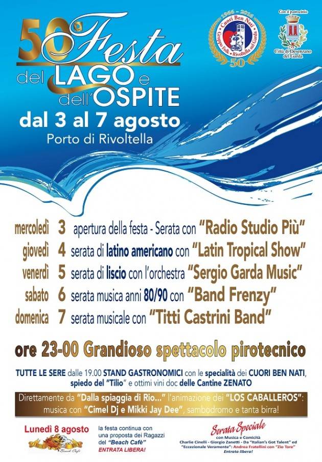 Al Porto di Rivoltella sul Garda 50ª Festa del Lago e dell’Ospite dal 3 al 7 agosto 2016