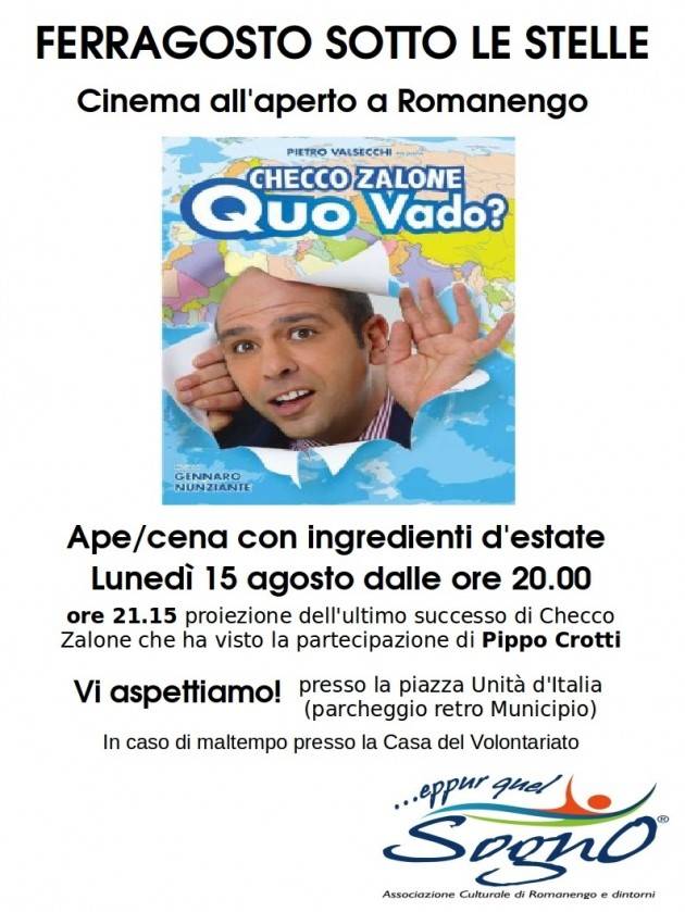 A Romanengo proiezione film di Checco Zalone ‘Quo vado? ‘