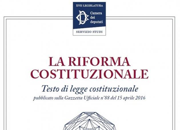 Testo completo della Riforma Costituzionale  oggetto di Referendum entro novembre 2016 e fax-simile scheda