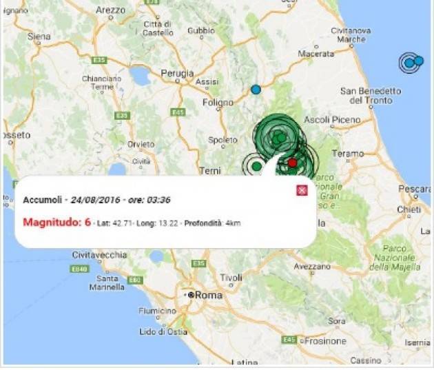  Terremoto devastante in centro Italia. Ora le vittime sono 250 Scossa 6.0 Appello ai donatori dell’AVIS