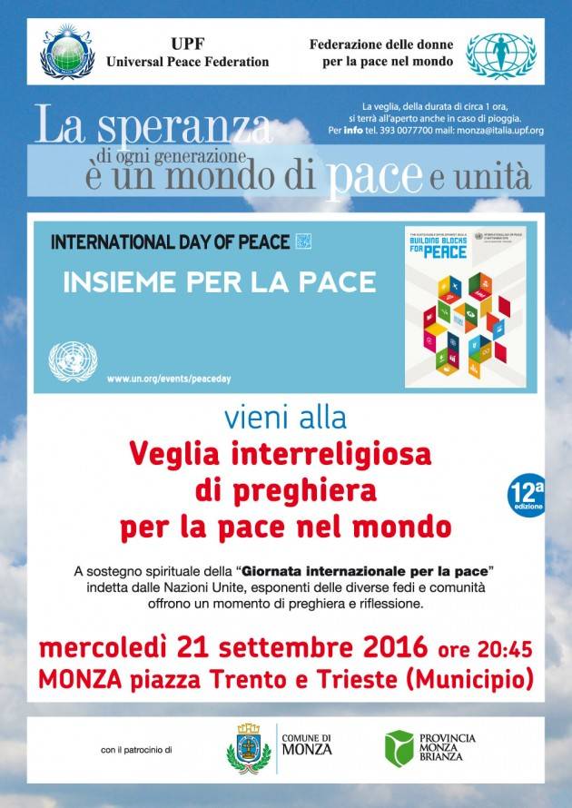 Veglia interreligiosa a Monza per la pace nel mondo