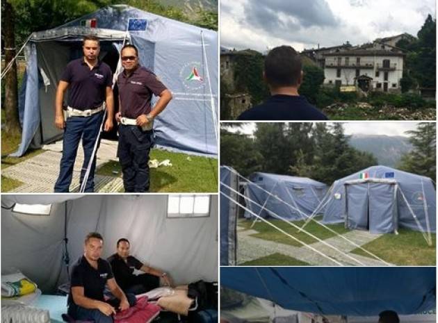 La polizia municipale di Crema nel comune di Accumoli (RI)