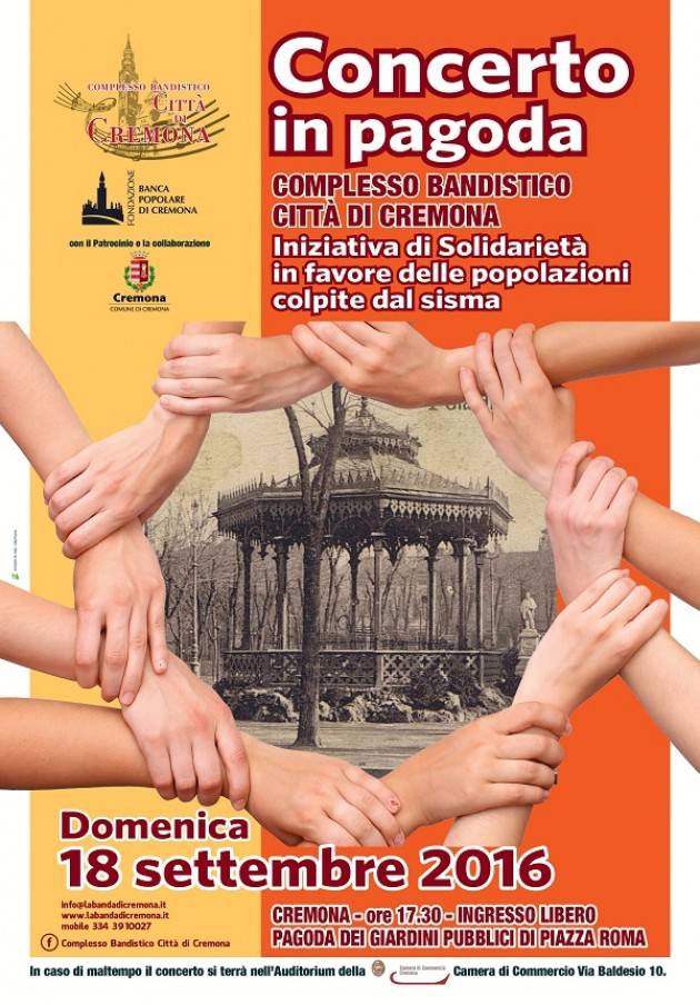 Cremona ‘CONCERTO IN PAGODA’ domenica 18 settembre 2016 ore 17,30