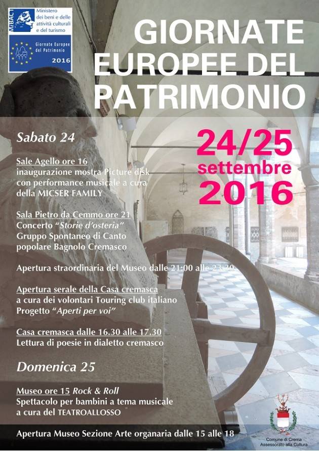 Giornate europee del patrimonio, weekend al Museo di Crema