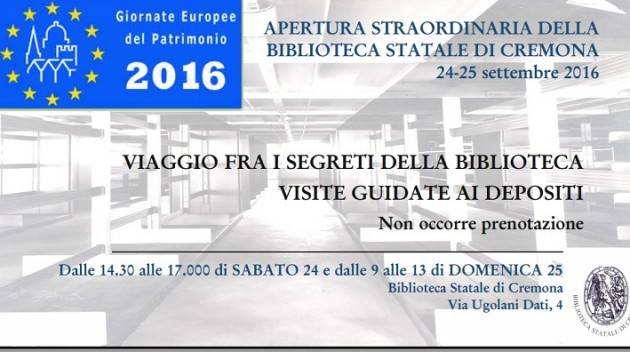 Biblioteca Statale di Cremona Apertura straordinaria