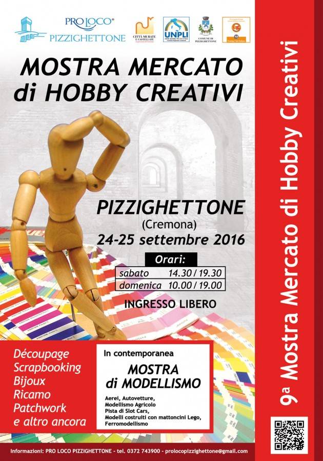Pizzighettone Sabato 24 e Domenica 25 settembre 9° Mostra Mercato Hobby nelle mura