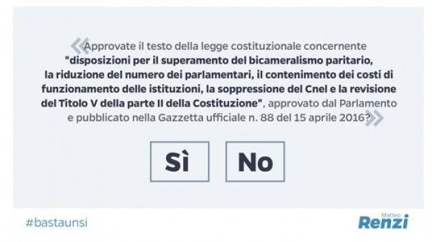 Referendum del 4 dicembre Chi vuole cambiare vota SI di Matteo Renzi