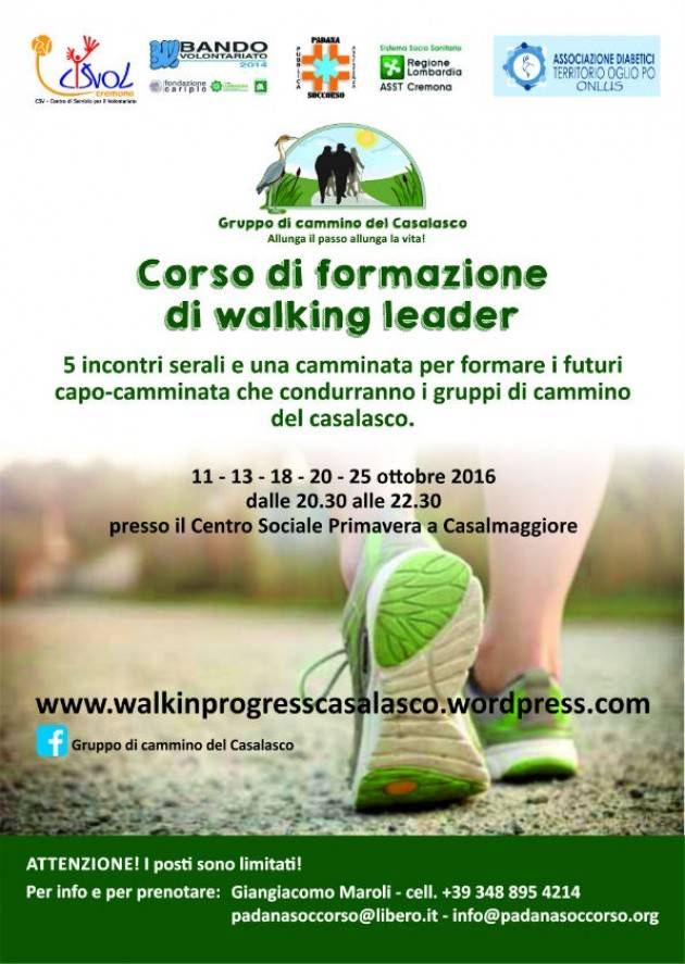 Walk in Progress - Gruppo di Cammino del Casalasco: corso di formazione gratuita 'Walking Leader'