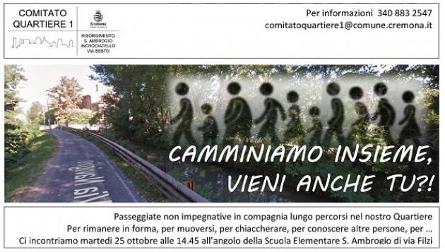 Cremona Riprendono le Camminate di Quartiere organizzate dal Comitato di Q1.