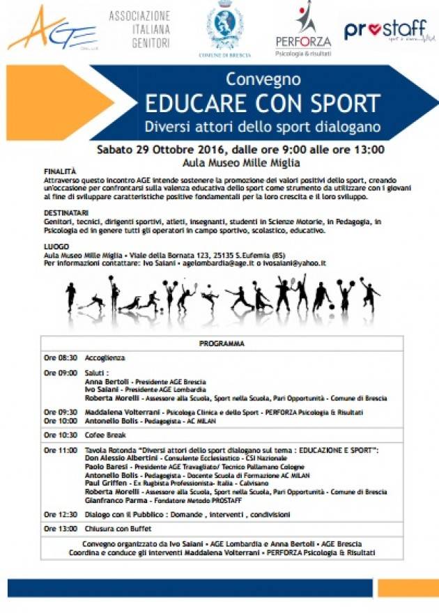 Brescia - CONVEGNO 'EDUCARE CON SPORT'