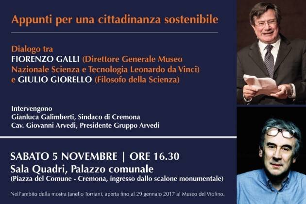 Cremona, si parla di ‘cittadinanza sostenibile’ con Fiorenzo Galli e Giulio Giorello
