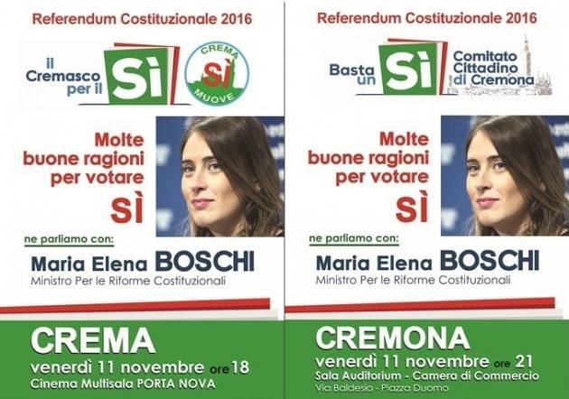 Referendum Basta un SI’ Maria Elena Boschi a Cremona e Crema