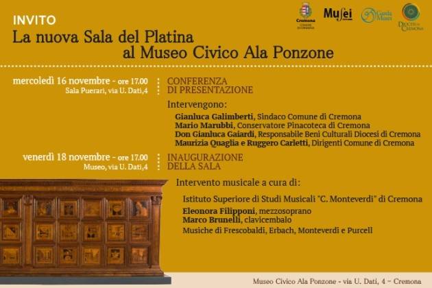 Cremona, la nuova Sala del Platina al Museo Civico Ala Ponzone