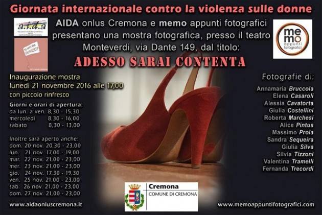 Cremona le iniziative per la Giornata contro la violenza alle donne del 25 novembre