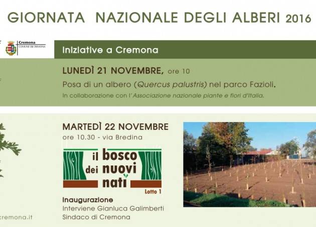 Cremona il 22 novembre  inaugurazione del Bosco di via Bredina nel Quartiere Sant’Ambrogio