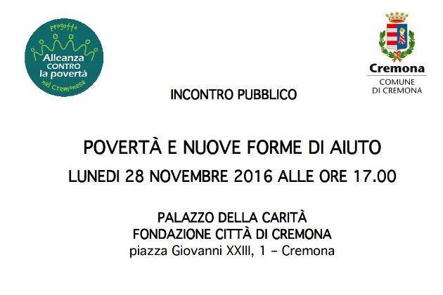 Cremona, Alleanza contro la povertà: incontro ‘Povertà e nuove forme di aiuto’