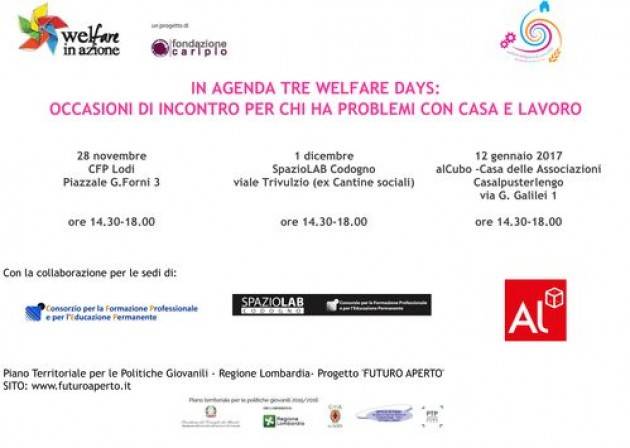 Lodi - Welfare Days, tre giornate di socialita'