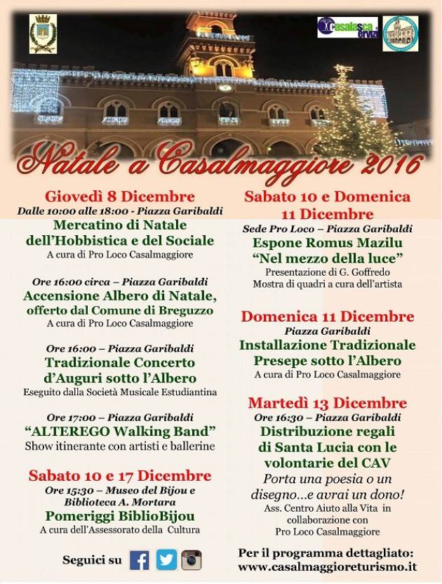 Gli eventi di Natale a Casalmaggiore 2016.