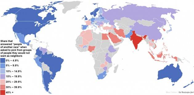 La mappa dei paesi più razzisti