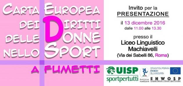 Uisp  CARTAFUMETTO Presenta  la versione a strisce della carta dei diritti delle donne nello sport