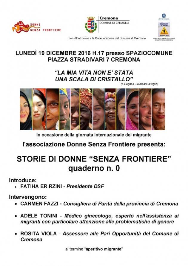 A Cremona STORIE DI DONNE ‘SENZA FRONTIERE’ quaderno n. 0