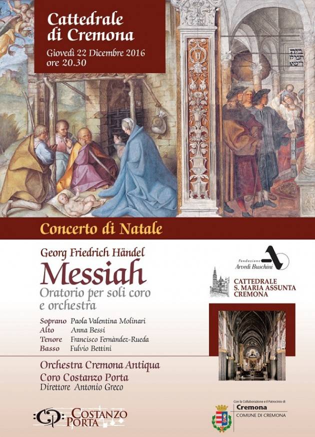 Cremona Concerto di Natale dedicato al Messiah di Handel - Ass Costanzo Porta