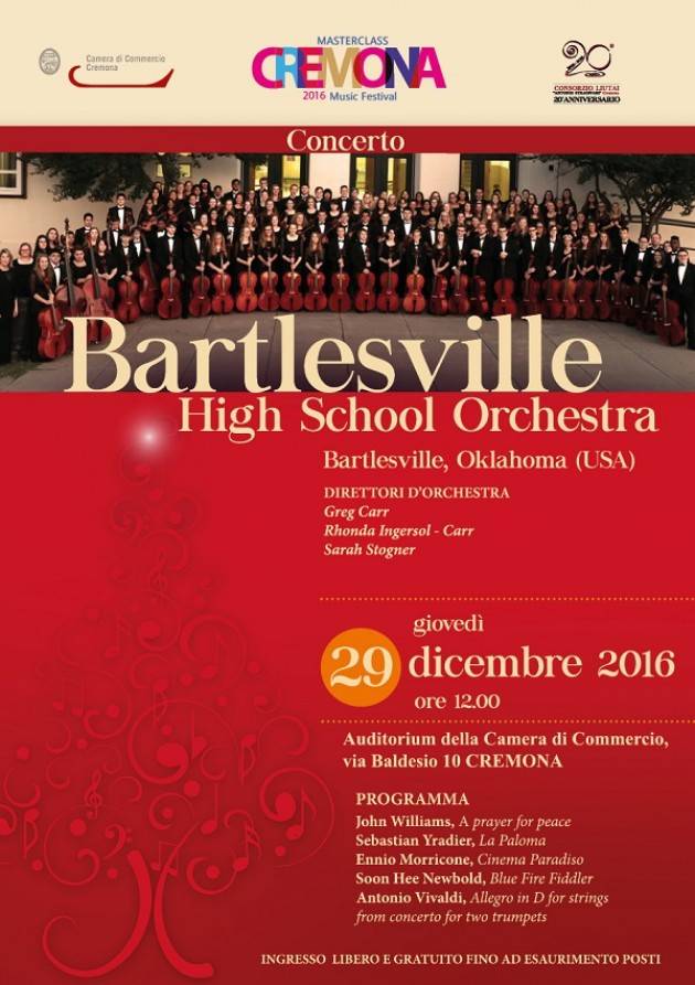 L’Orchestra Giovanile americana di Bartlesville in concerto a Cremona