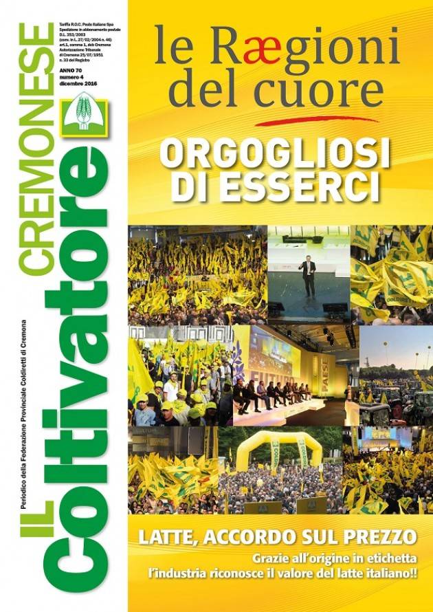 Voltini  Coldiretti Cremona, ‘editoriale’ a chiusura del 2016 :Abbiamo fatto tanto, ma il bello deve ancora venire