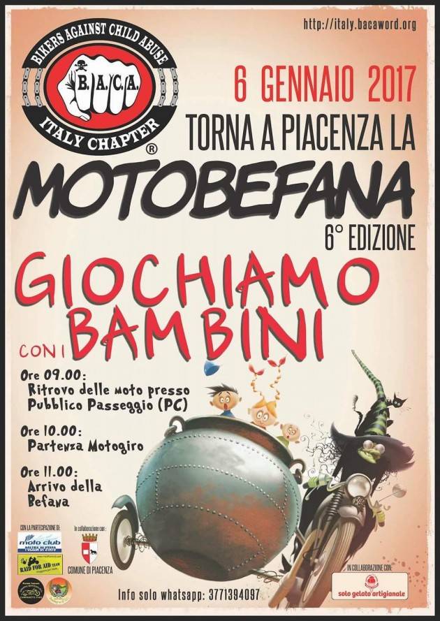 Piacenza 6 Gennaio 2017 La 6° edizione dei Motobefana