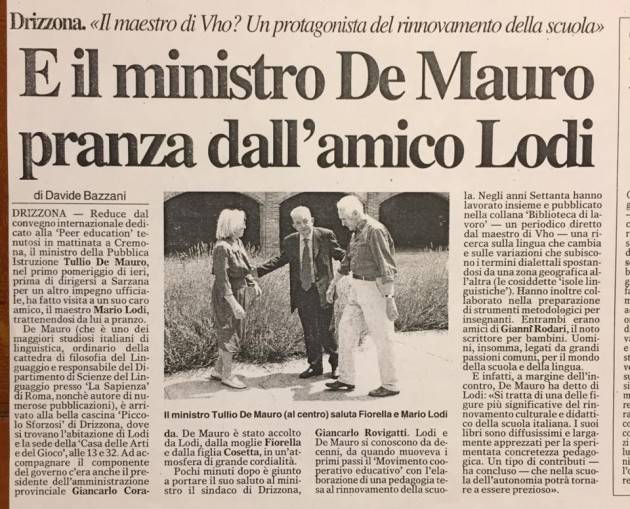 Ricordo Tullio De Mauro incontra Mario Lodi  a Drizzona
