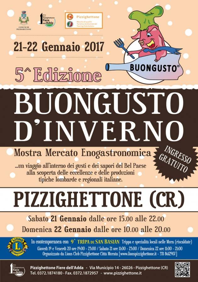 Pizzighettone 5^ BuonGusto d’Inverno 2017 Mostra mercato enogastronomica