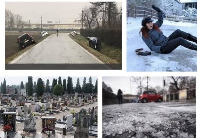 Lastre di ghiaccio dappertutto. Strade, marciapiedi, piazzali. Conseguenza? Di Giorgino Carnevali (Cremona)